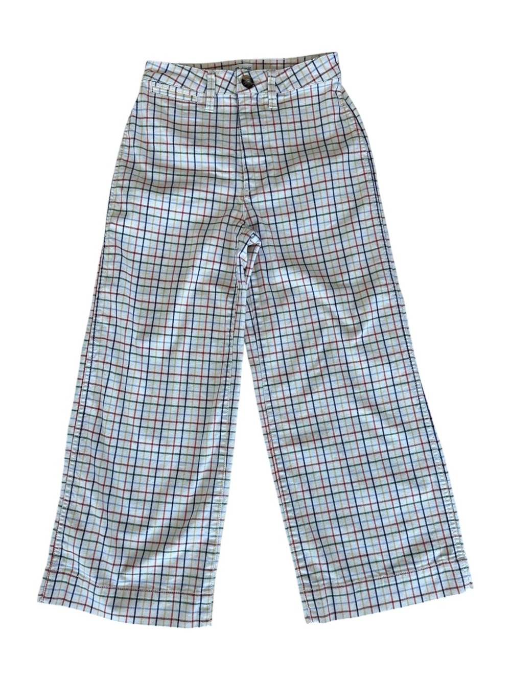 Madewell Emmett Wide-Leg Patch Pocket Crop Pants in Rainbow Windowpane size 23 - Picture 1 of 10